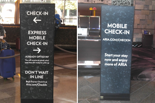 Aria uses mobile check in to allow their guests to walk in and bypass the front desk.