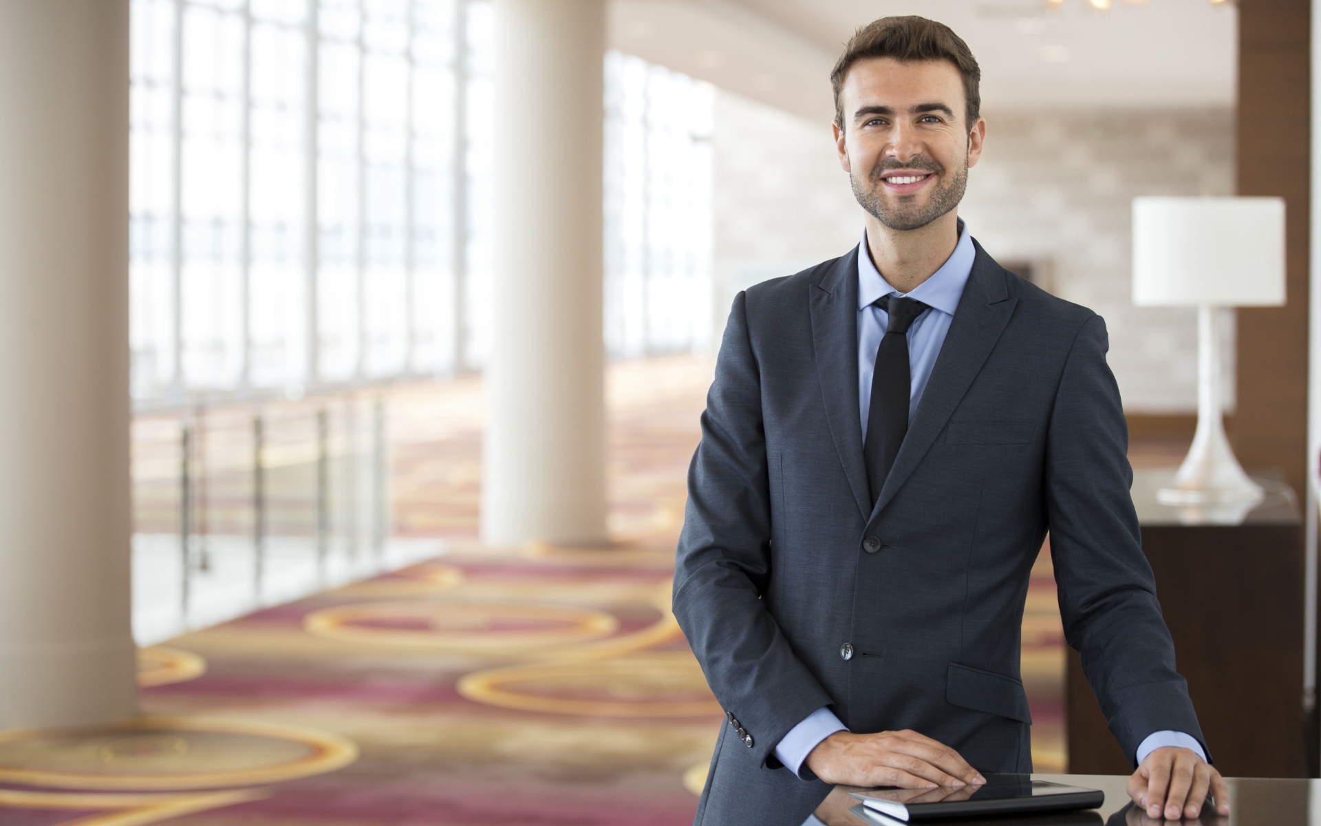 Hotel employee assisting